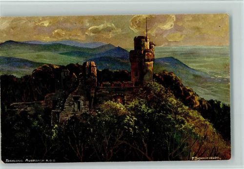 Serie Odenwald und Bergstraße Nr. 2 - Schloß Auerbach , sign Schmiegelow