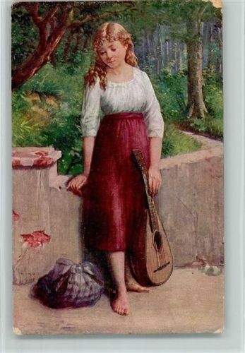 Bettlerin mit einer Laute, AK