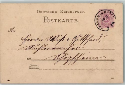 Haagen 1888 Ganzsache