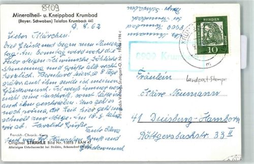 86381 W8908 Krumbach Schwaben - Landpoststempel