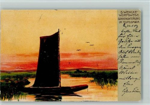 Worpswede 1904 Verlag N.K.G. - S, Wencke - Sonnenuntergang im Teufelsmoor