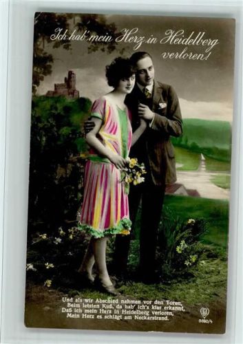 Fotoverlag HB Serie 9880-4 - Handcoloriert - Ich hab mein Herz in Heidelberg verloren AK Gute Erhaltung