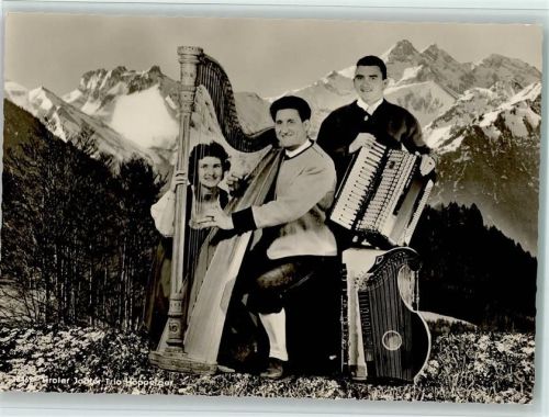 1962 Volksmusik - Harfe, Akkordeon, Tiroler Jodler Trio Höpperger - Verlag Heimhuber 16469, sehr gute Erhaltung AK