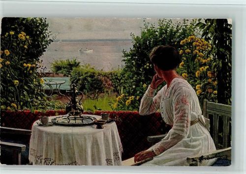 1917 Sigvard Hansen - Sommertag am Sund - Gedeckter Tisch, Samowar