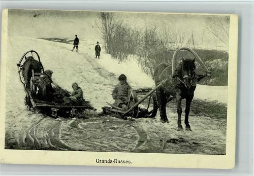 1905 Pferdeschlitten in Russland , Volkstypen - gute Erhaltung