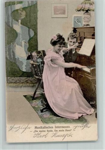 1903 Serie 667 Musikalisches Intermezzo am Klavier, Poesie AK Gute Erhaltung
