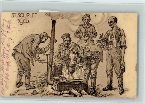 1916 St. Souplet 1915 - Feldküche - Feldgraue Geniesser