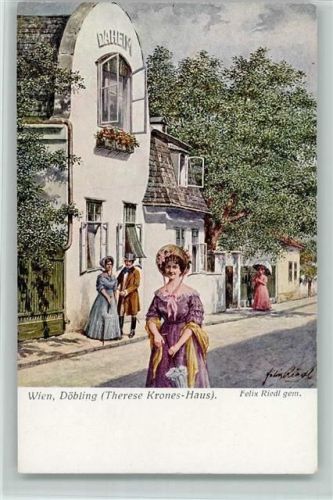 Wien Serie 185-6 - Therese Krones Haus, sign Riedl - Biedermeier