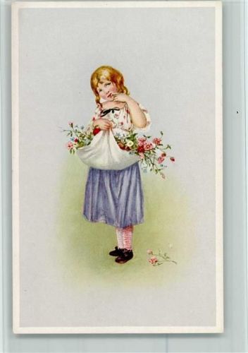 Serie 319 Kind mit Blumen i.d. Schürze AK Gute Erhaltung