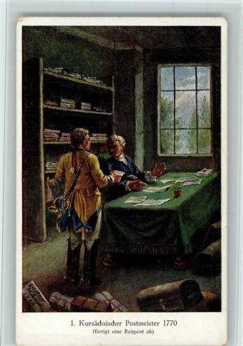 Sächsische Post 1770-1865 - Bild 1 Postmeister fertigt die Reitpost ab , gute Erhaltung Post