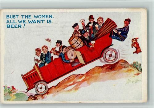 1922 Humor - Automobil , Stammtischrunde mit Bierfass AK