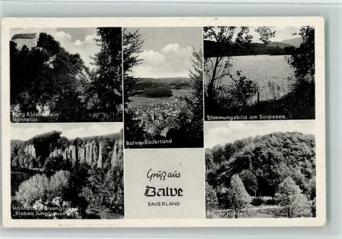 58802 W5983 Balve - Burg Klusenstein Hönnetal Felsengruppe Sieben Jungfrauen Sorpesee Balver Höhe