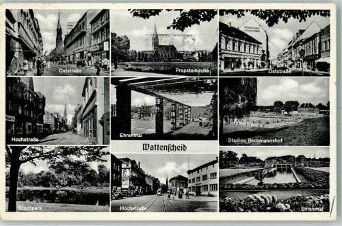 Wattenscheid 1956 Oststraße Propsteikirche Hochstraße Ehrenmal Stadion Beckmannshof Stadtpark