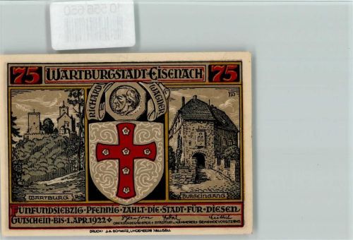 Eisenach Notgeld - Künstler sign Heinz Schiestl - Wartburg