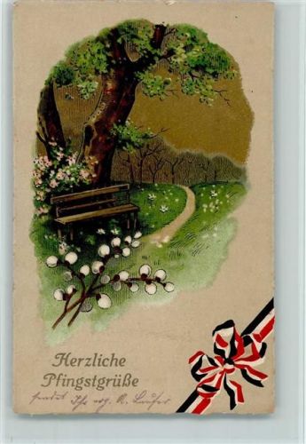 1915 Pfingsten - Schleife: schwarz-weiß-rot AK