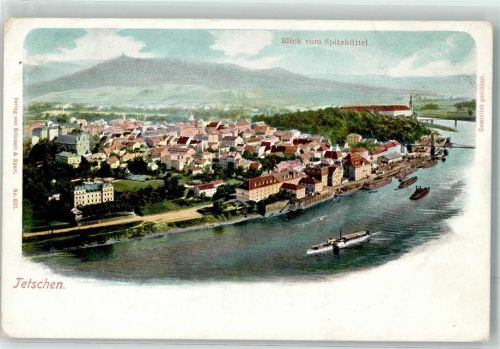 Decin Blick vom Spitzhüttel Seitenraddampfer
