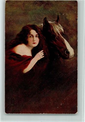1918 Frau und Pferd AK