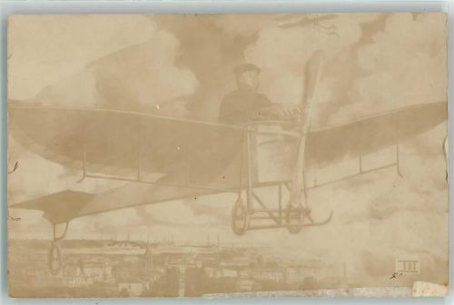 Photo Atelier Heinrich Meents/Wilhelmshaven - Mann im Flugzeug WK I zivil Fotomontage