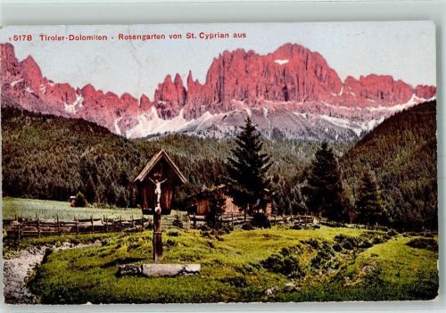 Dolomiten Rosengarten von St. Cyprian aus Wergkreuz