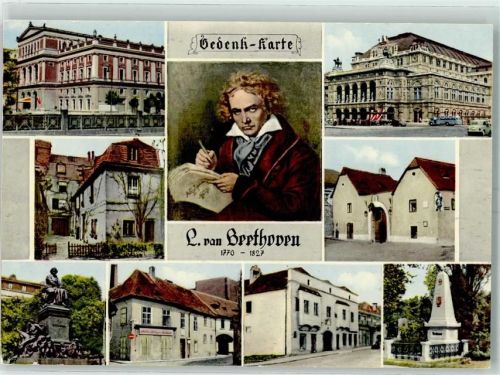 Wien Gedenk-Karte , Denkmal Wien, Geburtshaus Bonn , Oper Wien AK