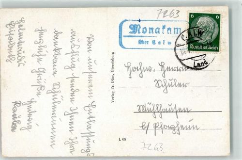 Calw Landpoststempel Monakam Monbachtal bei Bad Liebenzell