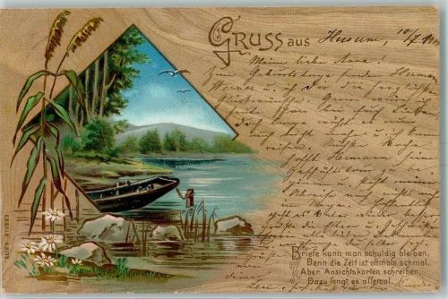 1900 Vers Ansichtskarten schreiben , dazu langt es allemal - Holzkartenimitation