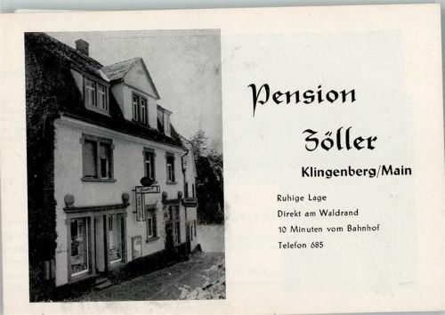 Klingenberg 1940-50 Werbung - Pension Zöller
