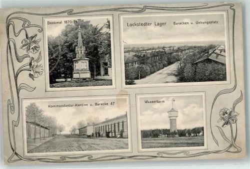 Lockstedt 1908 Lockstedter Lager Baracken Übungsplatz Denkmal 1870/71 Kommandatur-Kantine Baracke 47 Wasserturm