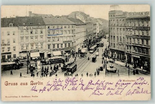 Friedrichshain 1903 Moritzplatz Straßenbahn Litfaßsäule