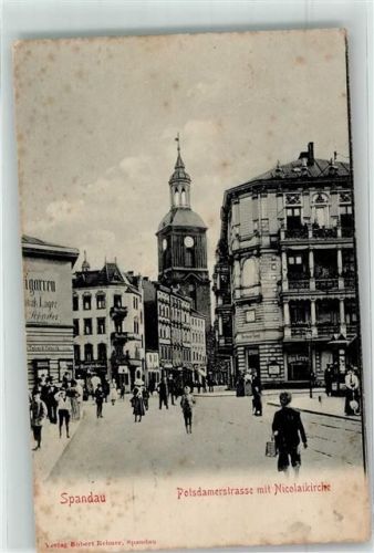 Spandau 1905 Potsdamer Straße mit Nicolaikirche