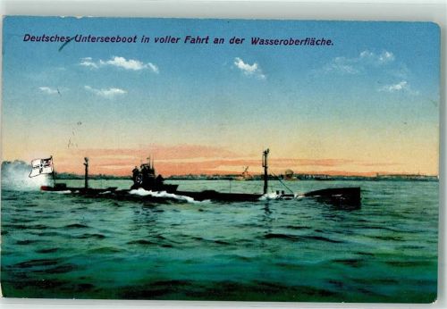 1914 In voller Fahrt an der Wasseroberfläche Zieher, Ottmar Heliocolorkarte