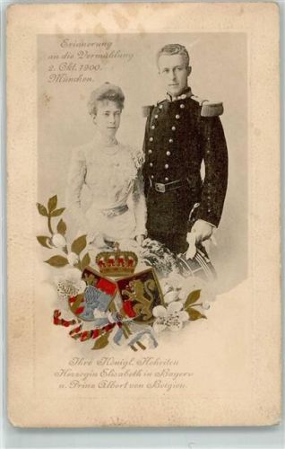 Hochzeit 02. Oktober 1900 Herzogin Elisabeth in Bayern Prinz Albert von Belgien Wappen