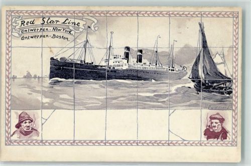 Dampfer Red Star Line Segelboot Fischer Cassiers, H. Künstlerkarte
