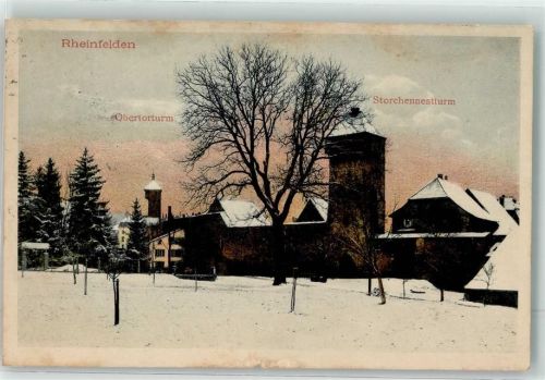 Rheinfelden 1809 Obertorturm und Storchennestturm im Schnee