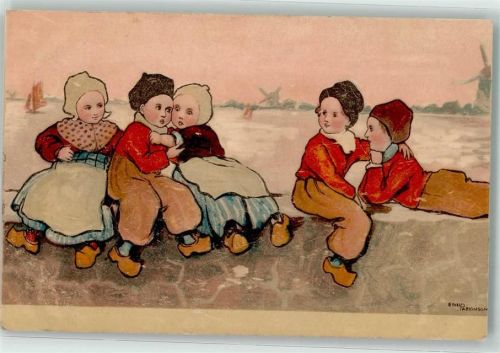 Verlag Dondorf Nr. 210 - Hollandkinder Tracht Holzschuhe AK Parkinson, E. 1915