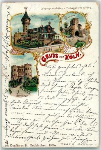 50667 W5000 Köln Sachsenring 1901 Lithographie Cafe Ulrepforte Severinburg