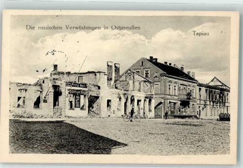 Tapiau 1915 Russische Verwüstung Fahrrad