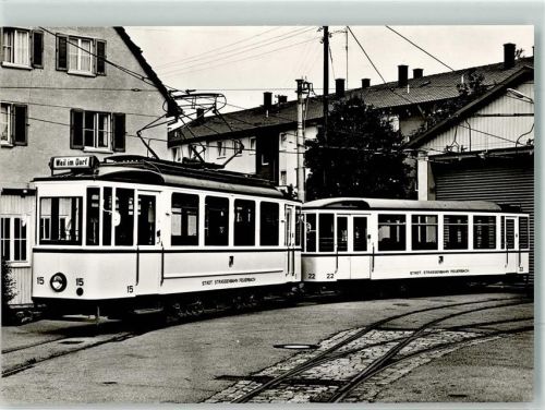 Gerlingen 1978 Triebwagen 15 von 1929 mit BW 22 der Städtischen Straßenbahnen Feuerbach SMS-Musumswagen-Sammelkarte 1013
