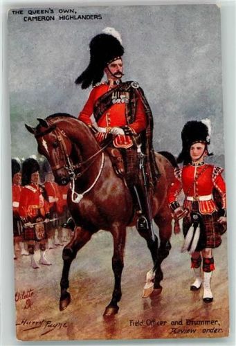 The Queen Own Cameron Highlanders Officer and Drummer Pferd sign.Payne Harry Tucks Oilette Nr. 9883