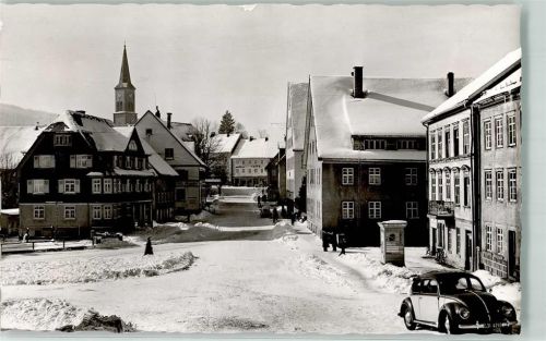Furtwangen VW Käfer Marktplatz Foto AK Winter