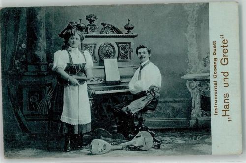 Instrumental Gesang-Duett Hans und Grete , Trachten , Klavier