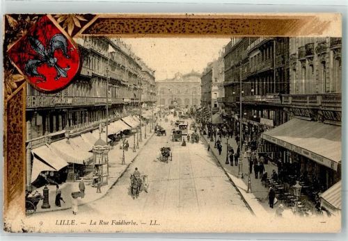 Lille 1910 la Rue Faidherbe Straßenbahn