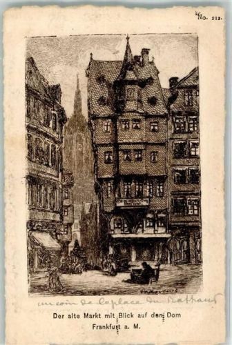 Frankfurt Der alte Markt mit Blick auf den Dom sign. P.Matthes