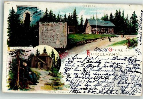 Ilmenau 1903 Kickelhahn Gasthaus Gabelbach Goethehäuschen Turm