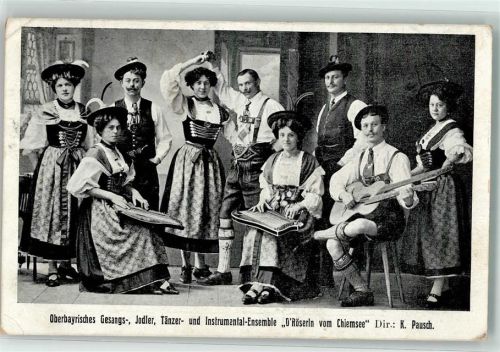 Chiemsee 1911 Volksmusik Jodler und Tanz Ensemble Röserln vom Chiemsee Kontragitarre