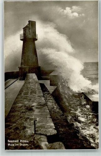 Baltijsk Pillau 1939 Foto AK Leuchtturm Mole