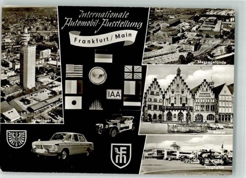 W6000 Frankfurt am Main IAA Flughafen Henninger Turm Messegelände Automobilausstellung 1965 Sonderstempel