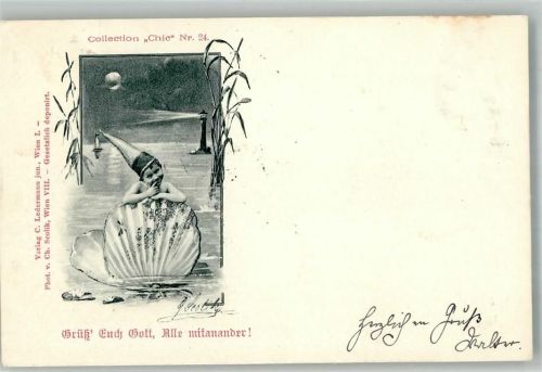 Nr. 24 Kind steht in einer Muschel, Foto Ch. Scolik Wien + Adelskorrespondenz Chic 1898
