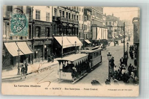 Nancy 1905 Straßenbahn Rue Saint-Jean Briefmarke Bildseite