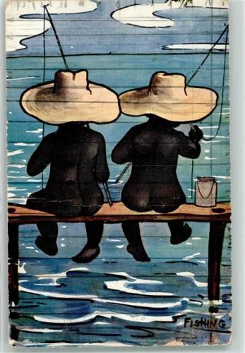 Angeln Fishing Serie Happy little Coons Tucks Post Card